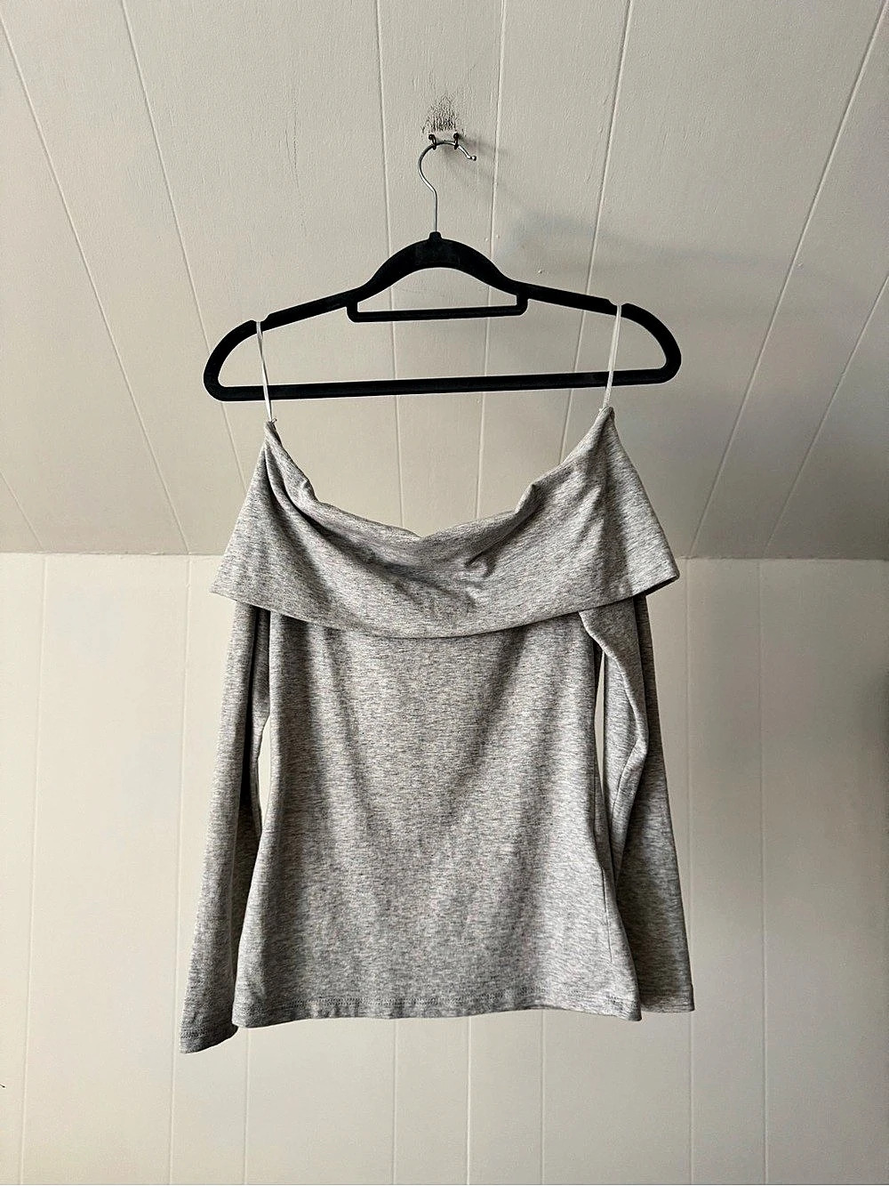 Abercrombie & Fitch Off-Shoulder Long Sleeve Gray Size Small